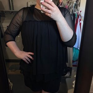 Green Envelope Black Blouse